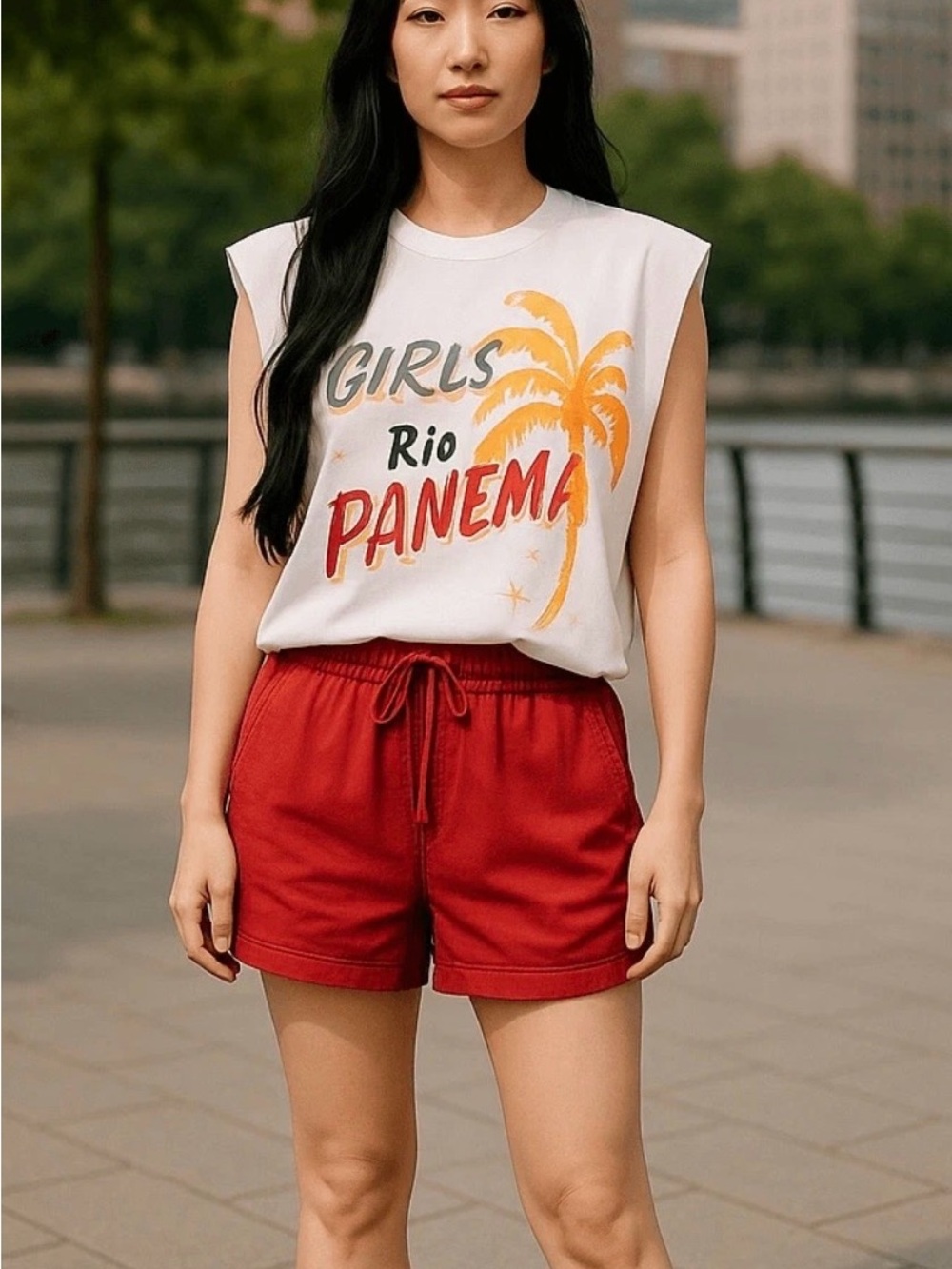 NWT FARM Rio “Girls Rio Panama” T-Shirt with Yellow & Orange Floral Print, Sz L